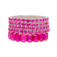 Cargar imagen en el visor de la galería, Tennis Bracelets Fuchsia Crystal Silver Set Women
