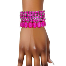 Cargar imagen en el visor de la galería, Tennis Bracelets Fuchsia Crystal Silver Set Women
