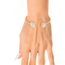 Load image into Gallery viewer, Gold Round Crystal Bangle
