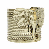 Cuff Burnished Gold Rope Elephant Tribal Bracelet