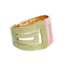 Cargar imagen en el visor de la galería, AKA Marbled Pink Green Art Deco Cuff Bracelet
