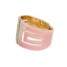 Cargar imagen en el visor de la galería, AKA Marbled Pink Green Art Deco Cuff Bracelet
