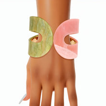Cargar imagen en el visor de la galería, AKA Marbled Pink Green Hinge Cuff Bracelet

