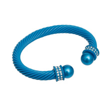 Cargar imagen en el visor de la galería, Bracelet Blue Thick Cable Classic Pearl Bangle
