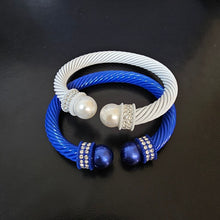 Load image into Gallery viewer, ZPB 2Pcs Blue White Thick Cable Classic Bangles
