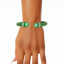 Cargar imagen en el visor de la galería, AKA Thick Green Cable Classic Bangle Bracelet
