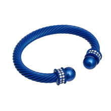 Cargar imagen en el visor de la galería, ZPB Sorority Royal Blue Thick Cable Classic Bangle
