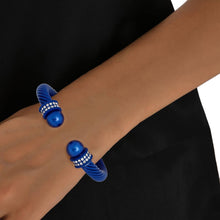 Cargar imagen en el visor de la galería, ZPB Sorority Royal Blue Thick Cable Classic Bangle
