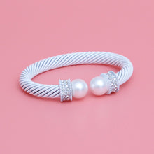 Cargar imagen en el visor de la galería, Sorority White Thick Cable Classic Bangle
