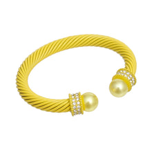 Cargar imagen en el visor de la galería, Bracelet Yellow Thick Cable Classic Pearl Bangle
