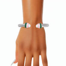 Cargar imagen en el visor de la galería, AKA Sorority Pink Green Pearl Cable Classic Bangle

