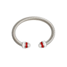 Cargar imagen en el visor de la galería, DST Sorority Red White Pearl Cable Classic Bangle
