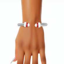 Cargar imagen en el visor de la galería, DST Sorority Red White Pearl Cable Classic Bangle
