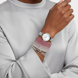Bangle Pink Ombre Rhinestone 12 Row Bracelet