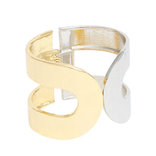 Cargar imagen en el visor de la galería, Cuff Mixed Metal Rounded Loop Hinge Bracelet
