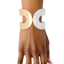 Cargar imagen en el visor de la galería, Cuff Mixed Metal Rounded Loop Hinge Bracelet
