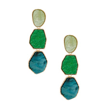 Load image into Gallery viewer, Dangle Glittery Galaxy Green Organic Earrings
