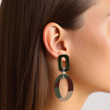 Drop Street Style Camouflage Print Geo Earrings