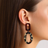 Drop Jungle Chic Leopard Print Geometric Earrings