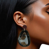 Drop Organic Teardrop Camouflage Resin Earrings