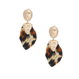 Drop Fierce Leopard Print and Gold Earrings Women