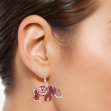 Load image into Gallery viewer, Drop DST Red Elephant Tribal Earrings for Women
