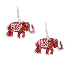 Load image into Gallery viewer, Drop DST Red Elephant Tribal Earrings for Women
