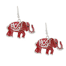 Cargar imagen en el visor de la galería, Drop DST Red Elephant Tribal Earrings for Women
