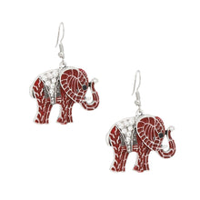 Cargar imagen en el visor de la galería, DST Red Elephant Rhinestone Fish Hook Earrings
