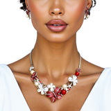Collar Refined Red White Butterfly DST Necklace