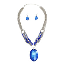 Load image into Gallery viewer, Necklace Royal Blue Oval Crystal Chain for Women
