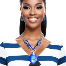 Load image into Gallery viewer, Necklace Royal Blue Oval Crystal Chain for Women
