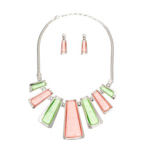 Load image into Gallery viewer, AKA Necklace Pink Green Silver Chain Set for Women
