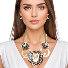 Load image into Gallery viewer, Necklace Gold Leopard Circular Bib for Women
