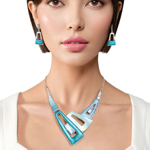 Load image into Gallery viewer, Collar Blue Geometric Snake Chain Necklace Women
