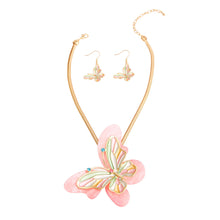 Load image into Gallery viewer, Necklace Pink Butterfly 3D Pendant Set for Women

