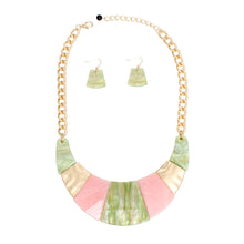 Load image into Gallery viewer, AKA Necklace Pink Green Marble Bib for Women
