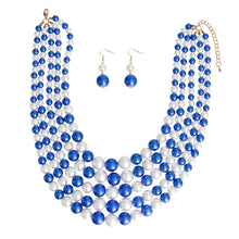Cargar imagen en el visor de la galería, Blue and White Pearl 5 Strand Set
