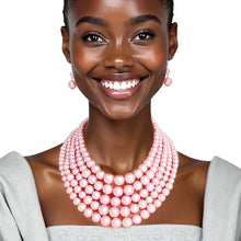 Load image into Gallery viewer, Pearl Necklace Pink 5 Strand Set for Women
