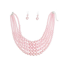 Load image into Gallery viewer, Pearl Necklace Pink 5 Strand Set for Women
