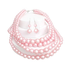 Load image into Gallery viewer, Pearl Necklace Pink 5 Strand Set for Women
