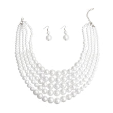Load image into Gallery viewer, White Pearl Graduated 5 Strand Set
