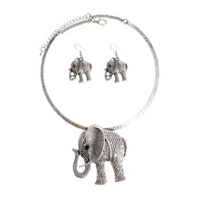 Load image into Gallery viewer, Burnished Silver Hammered Elephant Set
