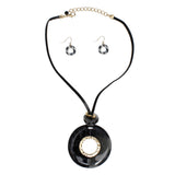 Pendant Tribal Black Leopard Ring Leather Necklace