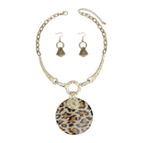Pendant Earthy Tribal Leopard Print Disc Necklace