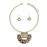 Pendant Geo Leopard Print Rigid Collar Necklace
