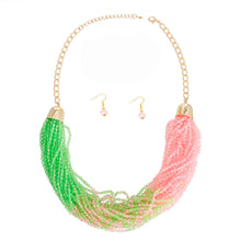 Load image into Gallery viewer, Necklace Pink and Green 34 Strand Set for Women
