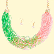 Load image into Gallery viewer, Necklace Pink and Green 34 Strand Set for Women
