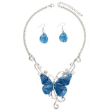 Pendant Marbled Blue and Silver Butterfly Necklace