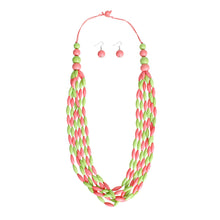 Load image into Gallery viewer, AKA Long Pink Green Toggle Necklace
